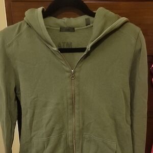 ATM Anthony Thomas Melillo Dark Green Full Zip-Up Hoodie Size Small